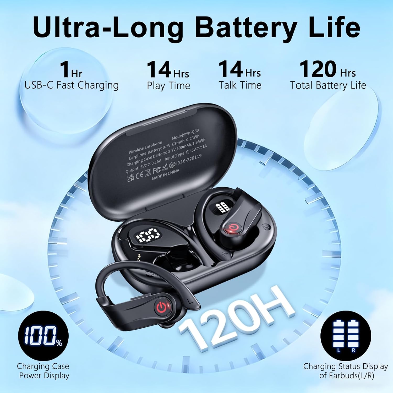 EUQQ True Wi-fi Earbuds, 2026 Sport Bluetooth 6.1 Headphones with Microphone ... - Image 2