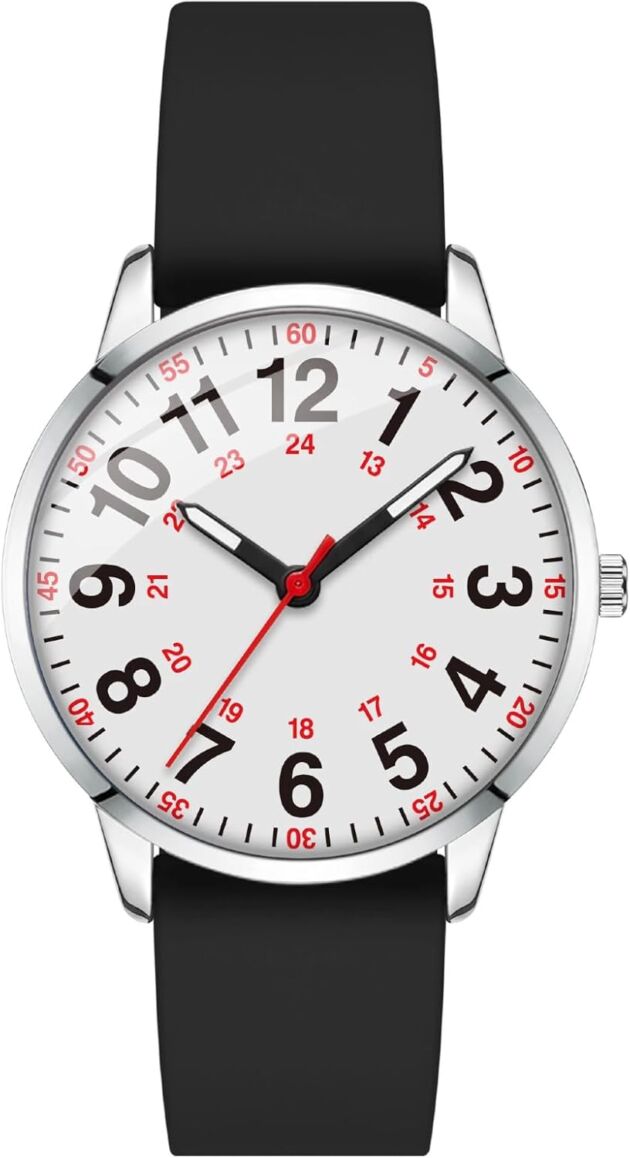 Straightforward Learn Girls’s Watch with Second Hand, 35mm Dial with Giant Arabic Numbers, W...