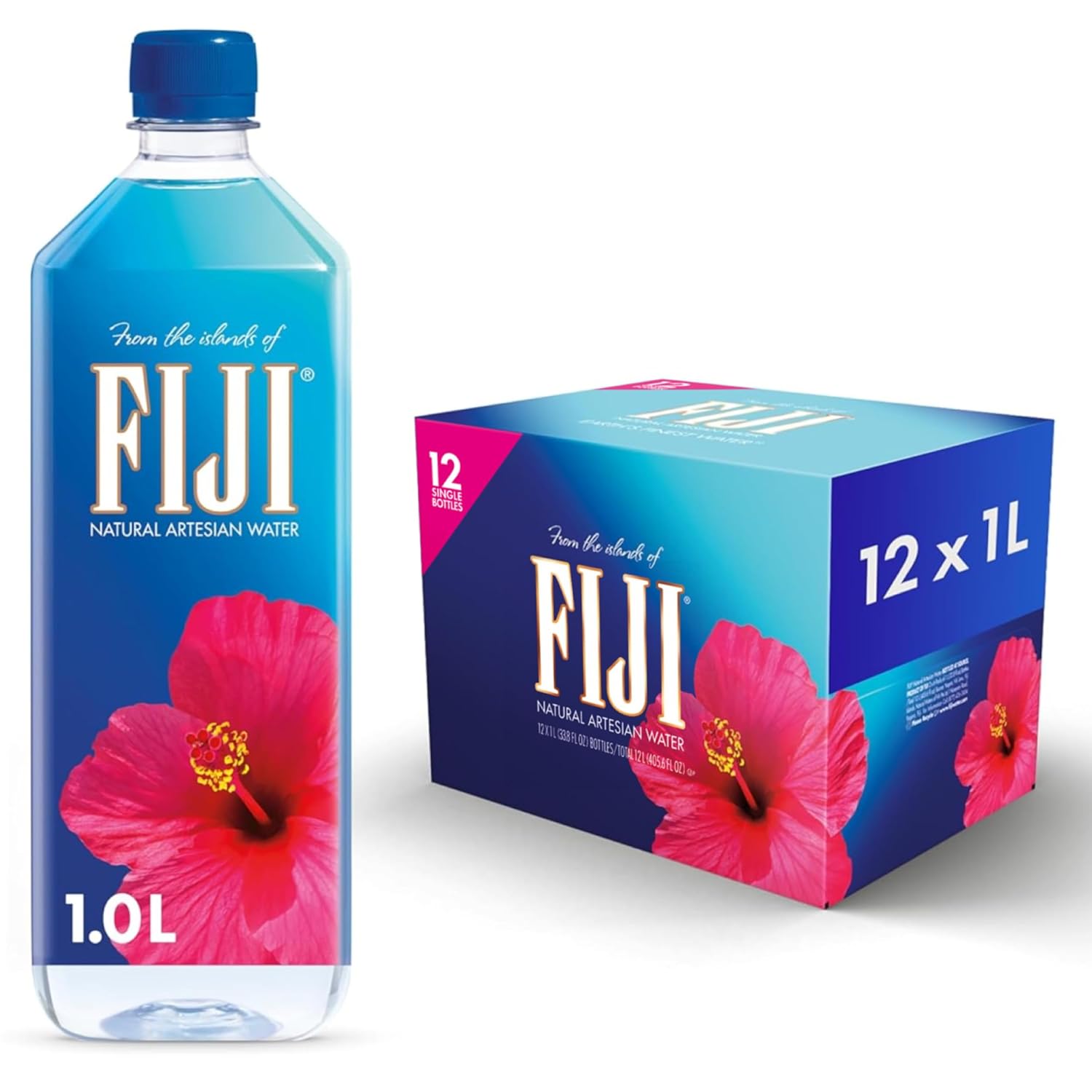 FIJI Pure Artesian Bottled Water, 1 Liter / 33.8 Fl Oz (Pack of 12)