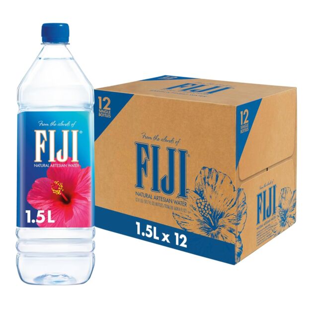 FIJI Pure Artesian Bottled Water 1.5 Liters / 50.7 Fl Ounce (Pack of 12) - 10...