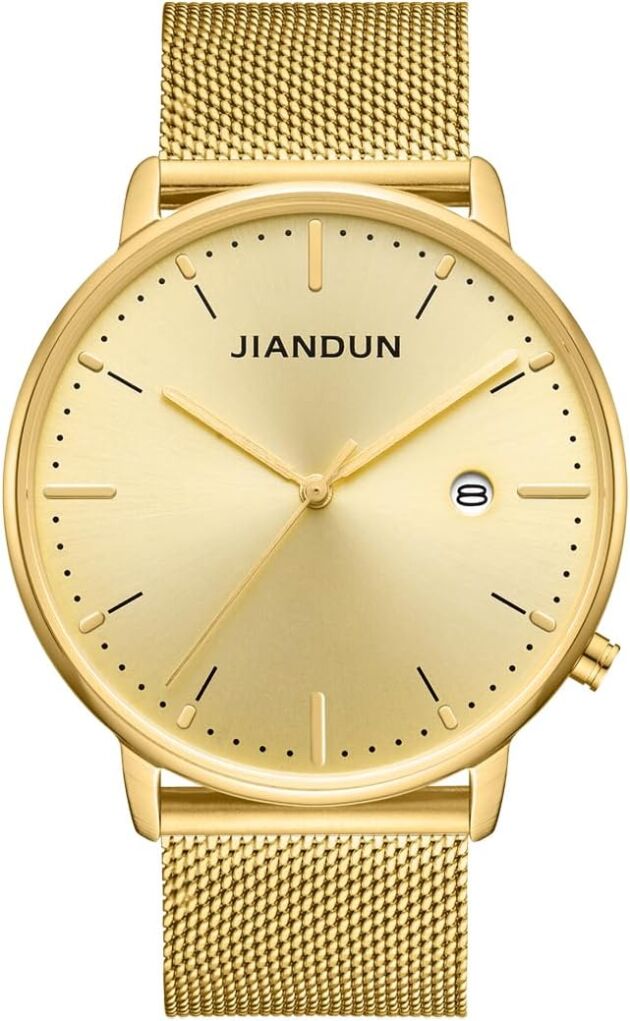 JIANDUN Mens Extremely-Skinny Minimalist Wrist Watches for Males Gown Stainless Metal M...