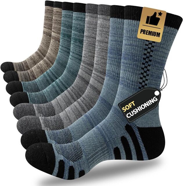 JOYNÉE 8 Pairs Mens Crew Athletic Work Lengthy Socks Calf Cushioned Socks for Sport...