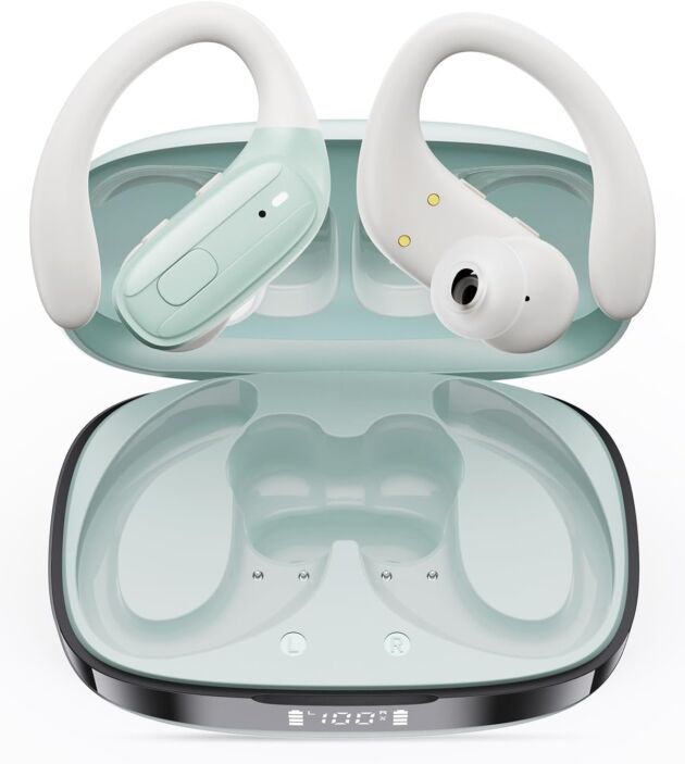 LEEMC Wi-fi Earbuds, Sports activities Bluetooth Headphones, Ear Buds with ENC Noise Can...