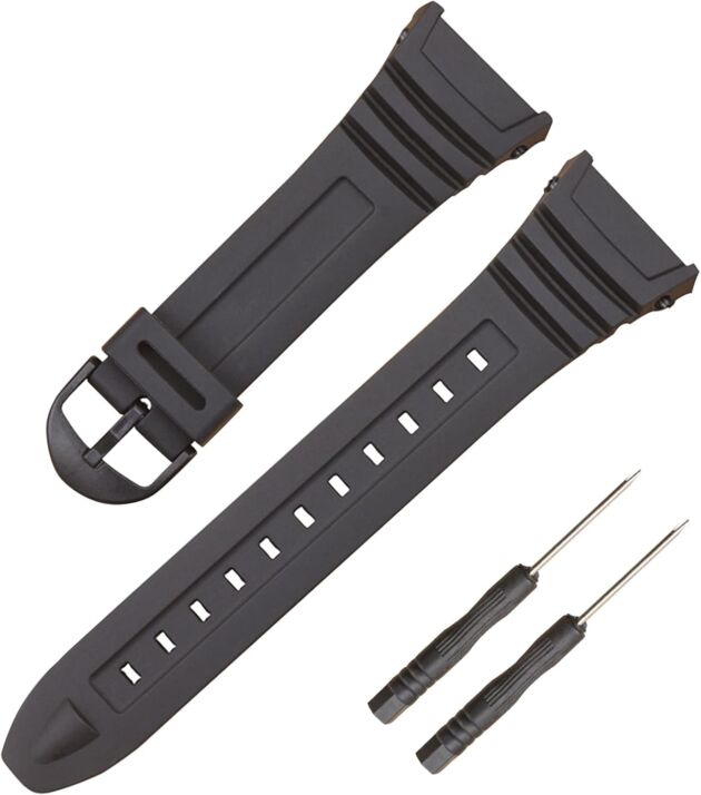 Lijinlan Watch Alternative Watch Band for Casio W-96H, Versatile Black Resin Stra...