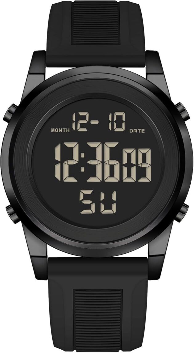 Navy Silver Waterproof Sports activities Wrist Watches for Males Digital Tactical Mens Sp...