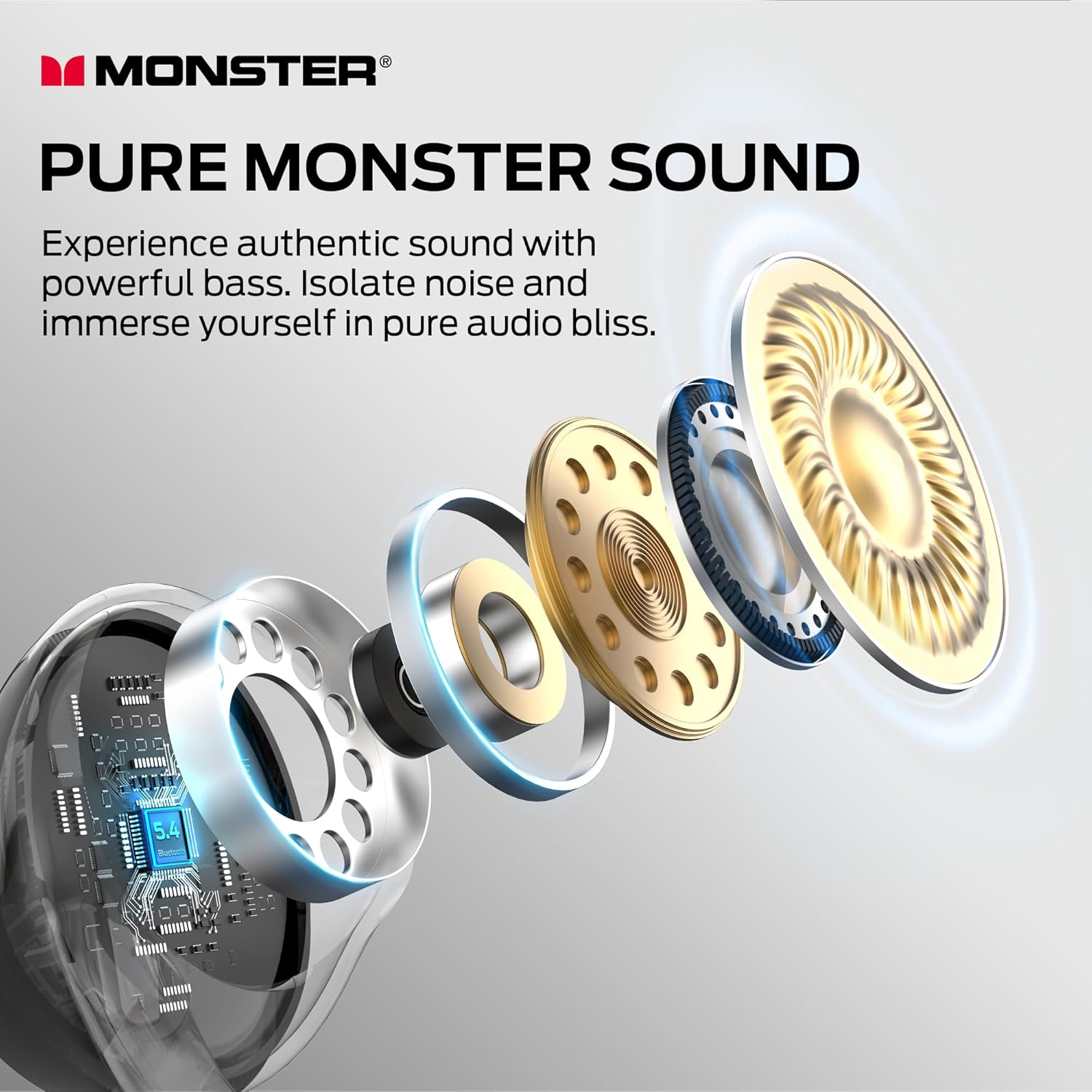 Monster Champion True Wi-fi Earbuds, CVC 8.0 Noise Cancellation, 100Hrs Charg...
