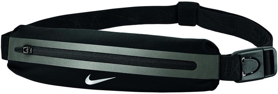NIKE Unisex Slim Waistpack, Black/Silver, One Dimension EU
