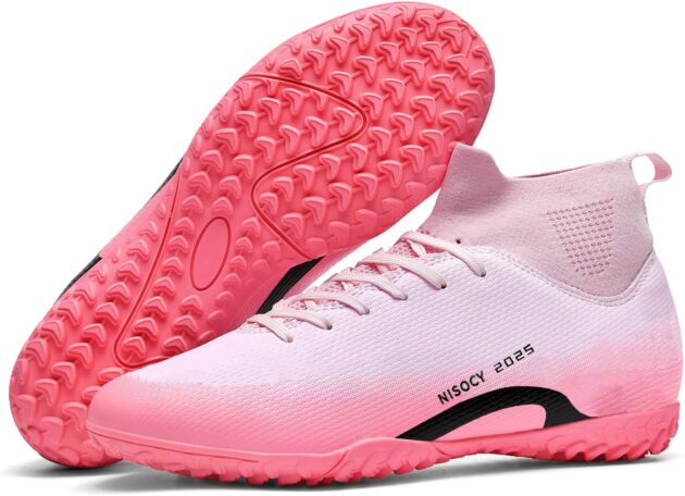 NISOCY Males’s Soccer Sneakers Soccer Cleats Light-weight TF AG Coaching Soccer Bo...