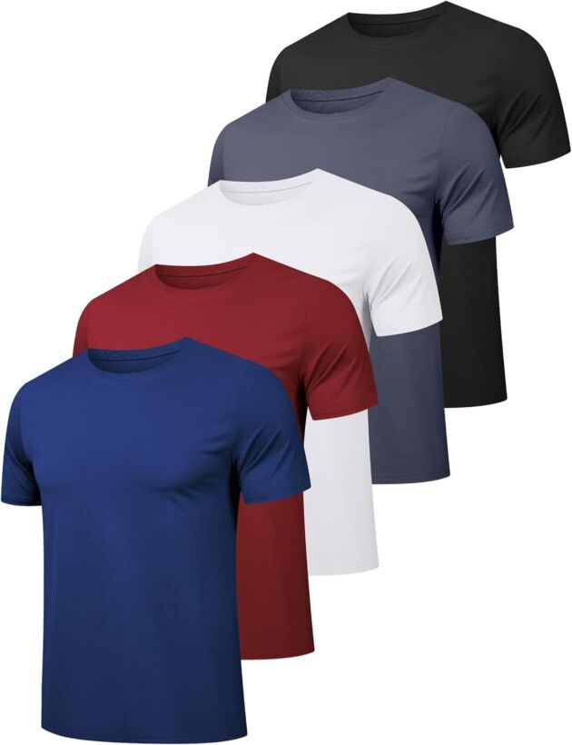 OYGSieg 6 Pack Exercise Shirts for Males Brief Sleeve Athletic Lively Tops Fast Dr...