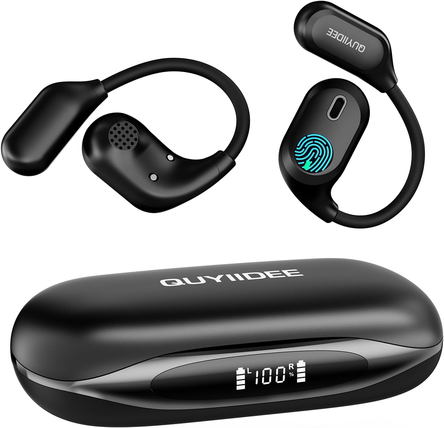 Open Ear Headphones, Bluetooth 5.4 Wi-fi Earbuds, 40H Playback, with LED Dgit...