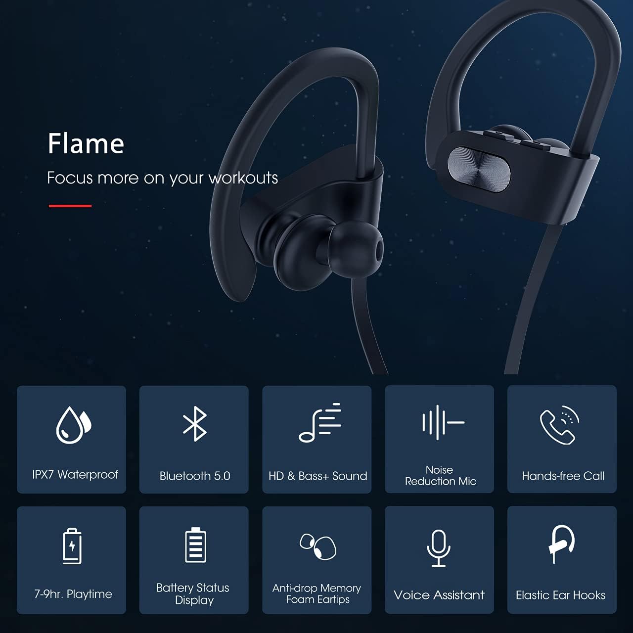 Redzoo Bluetooth Headphones V5.0,Working Headphones w/16 Hrs Playtime, Bass+ HD ... - Image 2