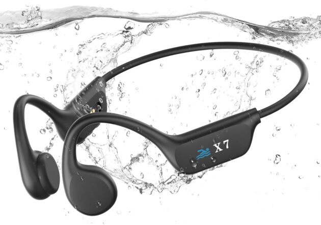 SAMVEK Swimming Headphones Bone Conduction Headphones, IP68 Waterproof Wi-fi ...