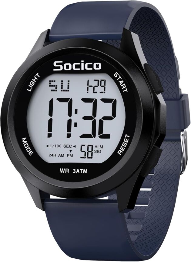 SOCICO Mens Digital Watch Sports activities Waterproof Out of doors Massive Face Army Watches ...