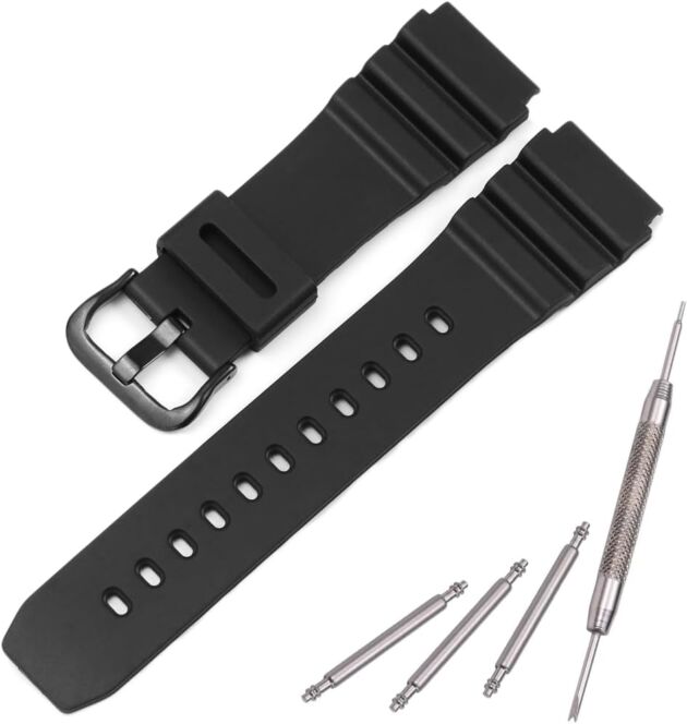 Silicone watch strap Appropriate with Casio MDV106 sequence AMW320R AMW320D out of doors...