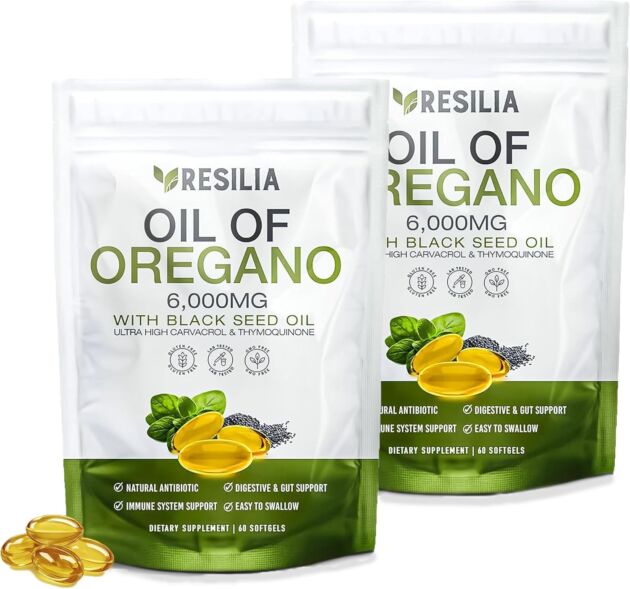 Softgels with Black Seed Oil 6000mg – Natural Oregano Oil Capsules for Immune & ...