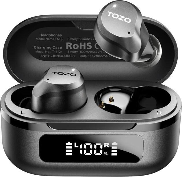 TOZO NC9 Hybrid Lively Noise Cancelling Wi-fi Earbuds, 6 Mics ENC Clear Name,...