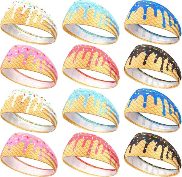 Teenager Ice Cream Baseball Headband Elastic Polyester Sweatband Multi Colour for...