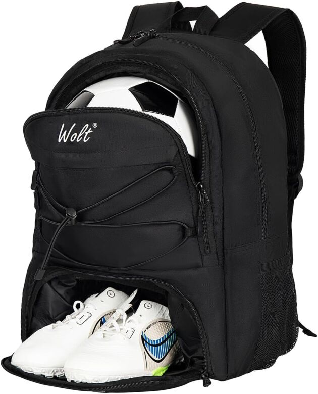 WOLT Soccer Backpack Soccer Bag with Ball Holder & Sneakers Compartment, Sport Equi...