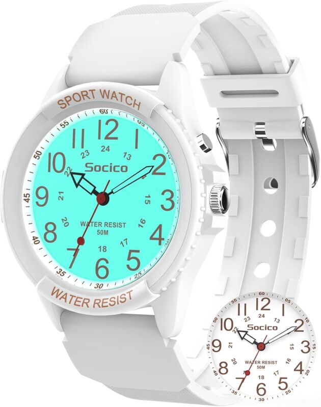 Look ahead to Males Ladies Large Face Basic Analog Quartz Sports activities Backlight Unisex Water...