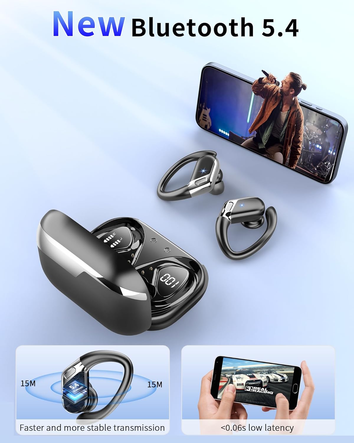 Wi-fi Earbuds, 2026 Bluetooth 5.4 Headphones Sport, Bluetooth Earbuds with EN... - Image 2