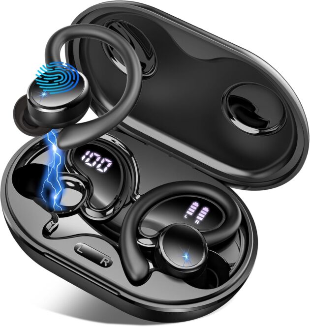 Wi-fi Earbuds, Bluetooth 5.4 Headphones Sport, 50H Deep Bass Sound Over Ear B...