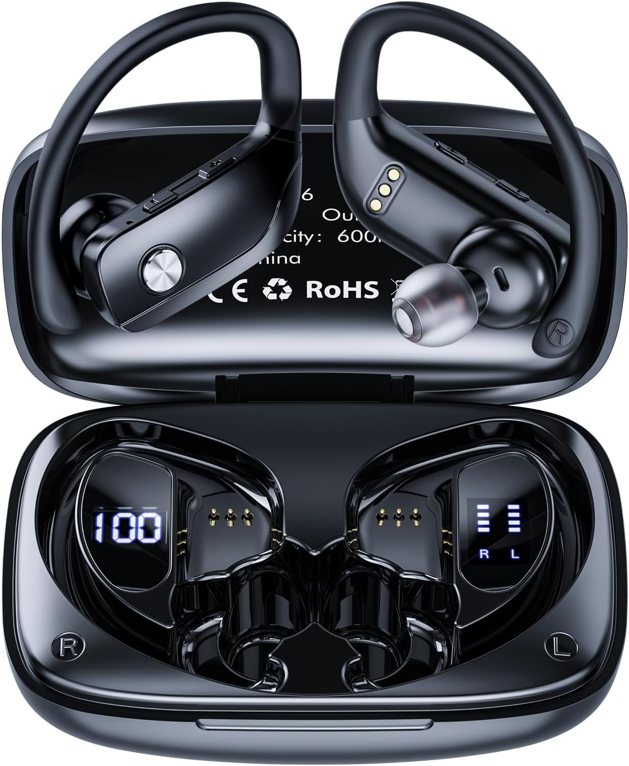 Wi-fi Earbuds Bluetooth Headphones 48Hrs Play Again Sports activities Earphones with LED ...