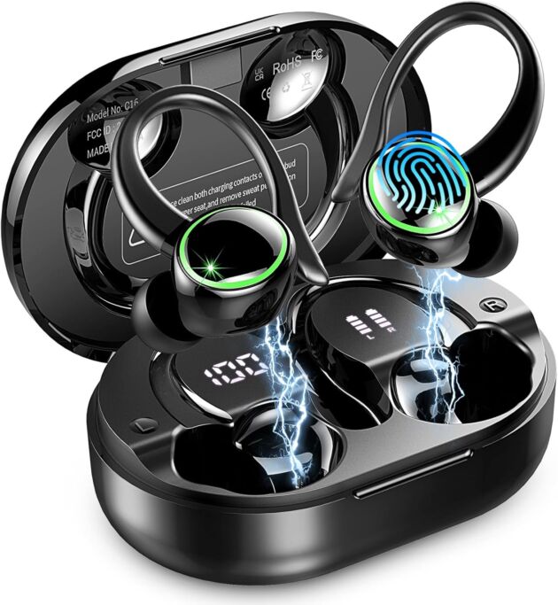 Wi-fi Earbuds Sports activities, Bluetooth 5.4 Headphones Hifi Stereo, 50H Playback Over...