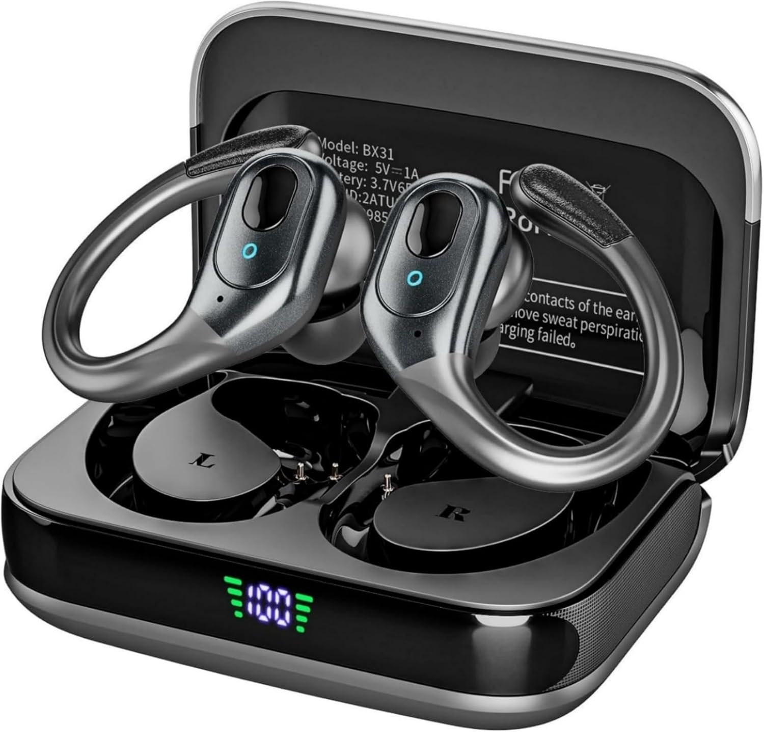 Wi-fi Earbuds, Sports activities Bluetooth Headphones, 75Hrs Playtime Ear Buds with LED ...