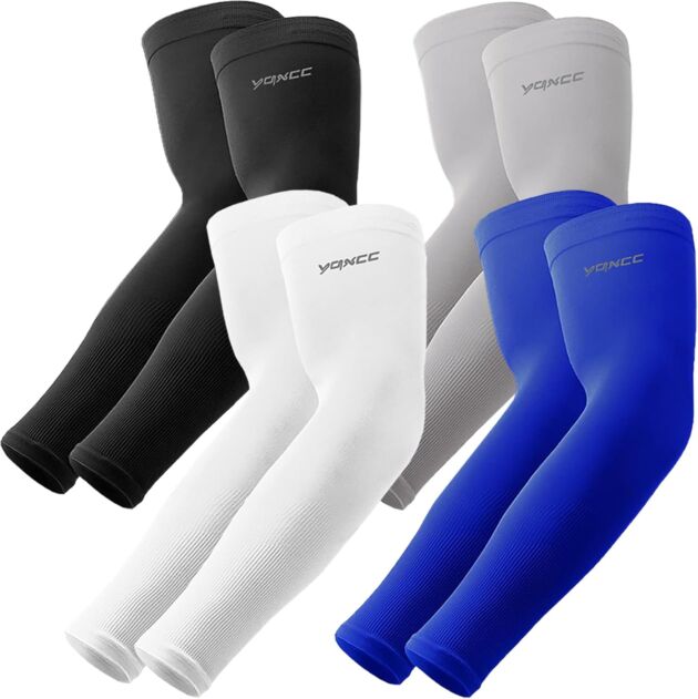 YQXCC 4 Pairs Arm Sleeves, Cooling UV Solar Safety Sports activities Compression Sleeves ...