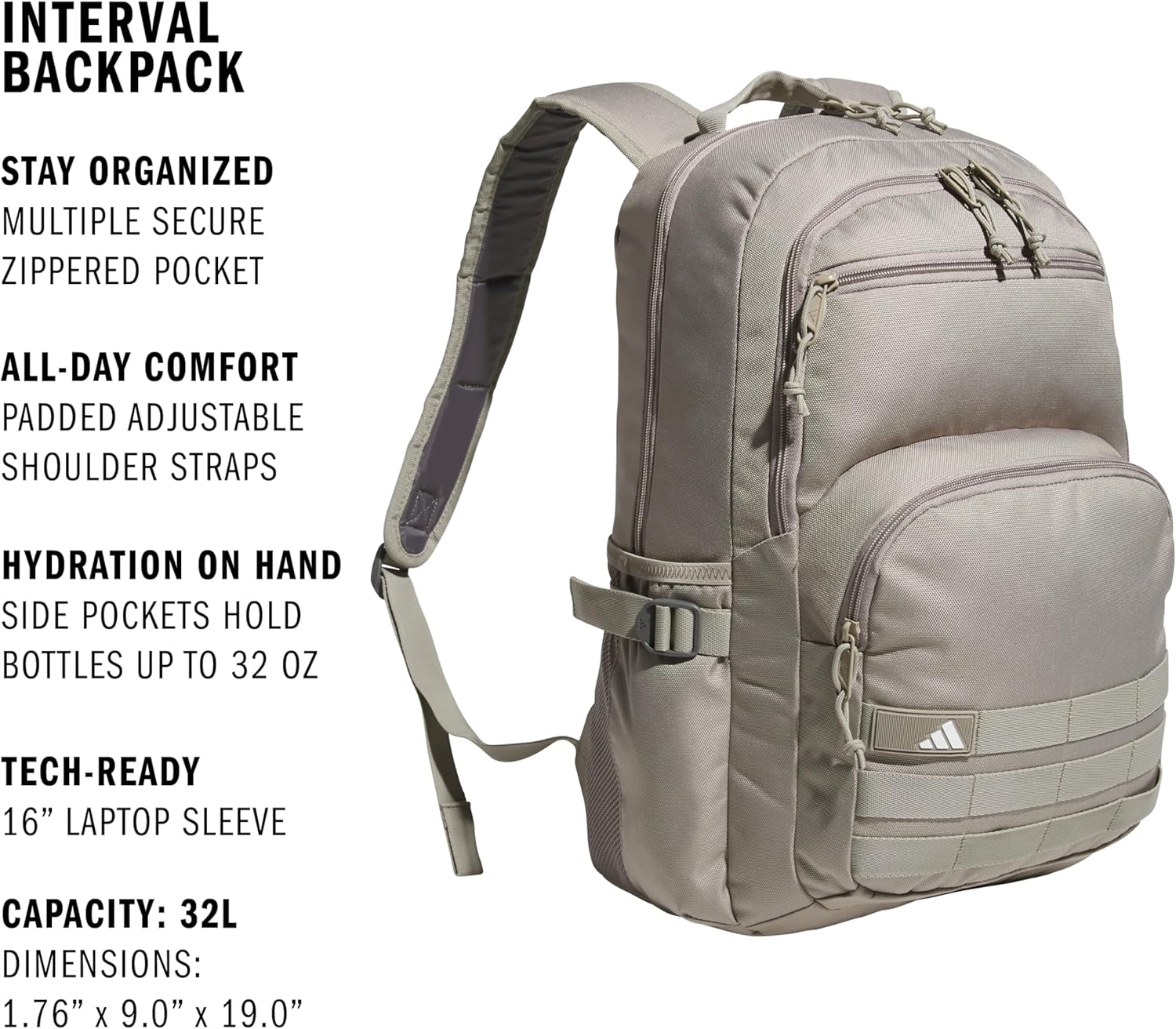 adidas Interval Backpack – Daypack for Journey Sports activities Gymnasium Work College, 32L - Image 2