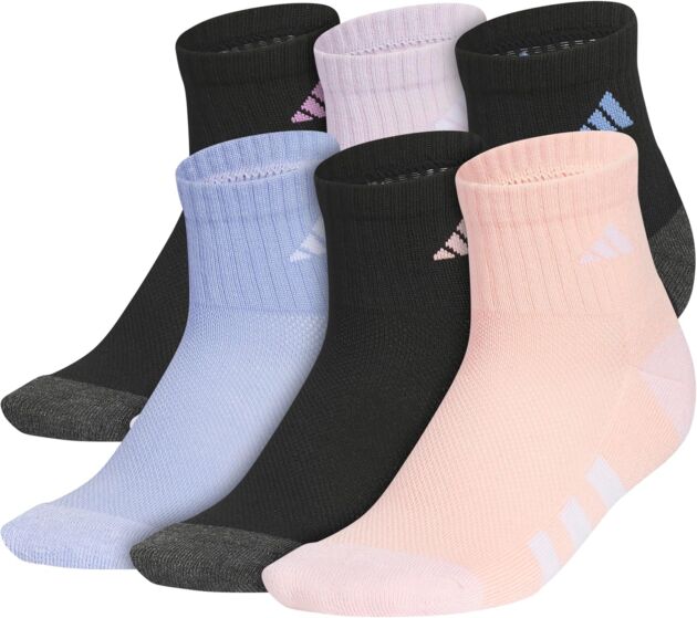 adidas Children Cushioned Quarter Ankle Socks for Boys and Women (6 Pairs) Sturdy &...