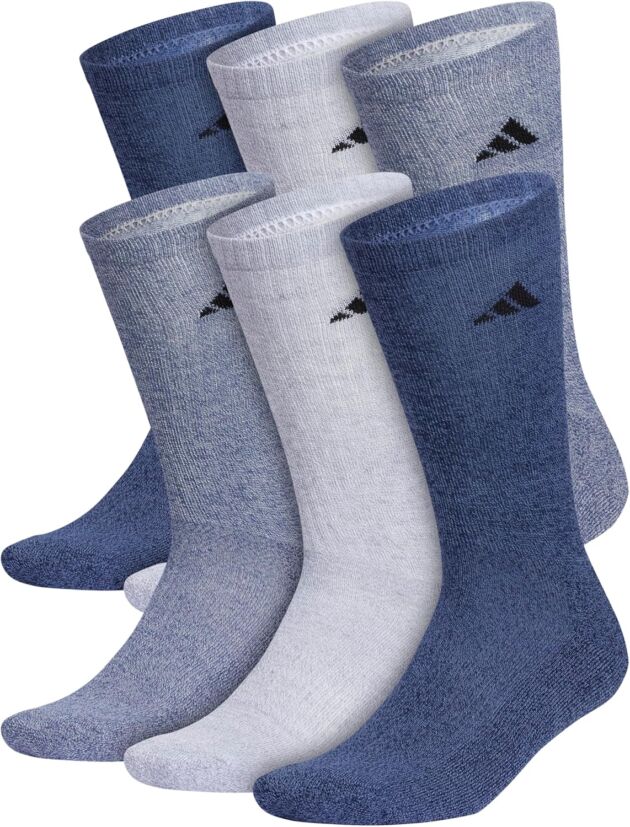 adidas Males's Athletic Cushioned Crew Socks (6 Pairs) Sturdy & Comfy