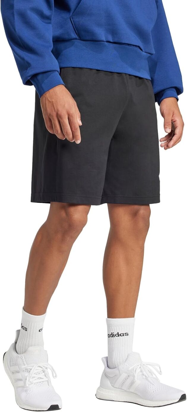 adidas Males's Necessities Large Emblem Single Jersey 7-Inch Shorts