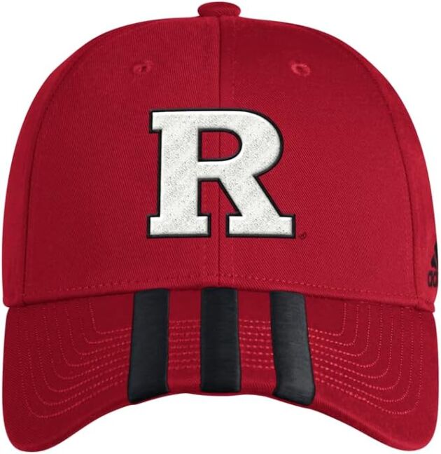 adidas Mens Rutgers Scarlet Knights 3-Stripes Structured Adjustable Cap Informal -...