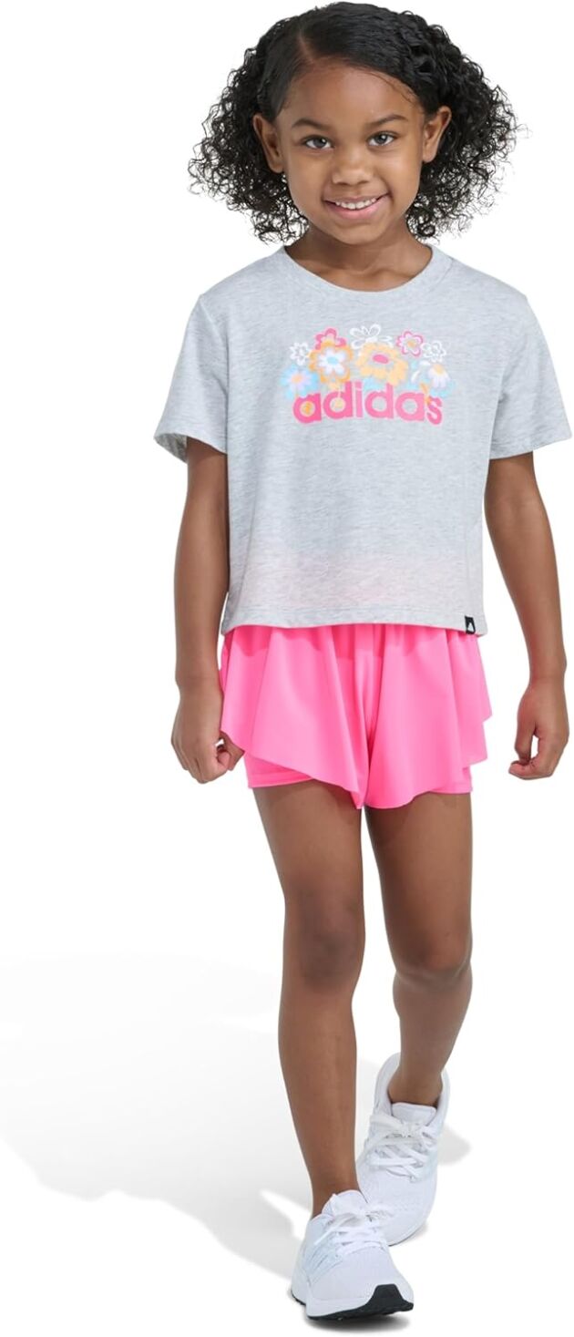 adidas women 2-Piece Quick Sleeve Field Tee & Pleated Skort Set