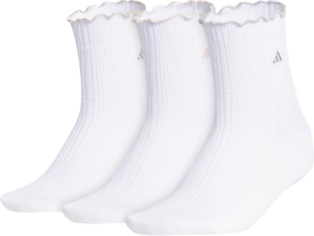adidas womens Ruffle Socks (3 Pairs) Frilly Cuff, Quarter Ankle Peak